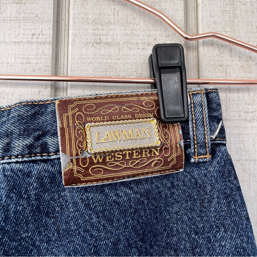 ✨ Vintage Lawman Western Jeans High Rise Tapered Dark Wash 26 - Picture 6 of 9